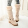 Large Size Women Buckle Fur Lined Long Boots