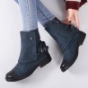 Splicing Round Toe Metal Rivet Flat Boots For Women