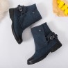 Splicing Round Toe Metal Rivet Flat Boots For Women