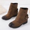 Splicing Round Toe Metal Rivet Flat Boots For Women