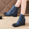 Splicing Round Toe Metal Rivet Flat Boots For Women