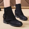 Splicing Round Toe Metal Rivet Flat Boots For Women