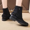 Splicing Round Toe Metal Rivet Flat Boots For Women