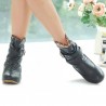 Big Size Lace Heel Buckle Increasing Slip On Mid Calf Flat Boots