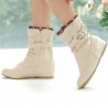 Big Size Lace Heel Buckle Increasing Slip On Mid Calf Flat Boots