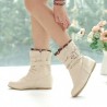 Big Size Lace Heel Buckle Increasing Slip On Mid Calf Flat Boots