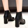 Round Toe Side Zipper High-heeled Thick Short Ankle Boots