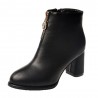 Round Toe Side Zipper High-heeled Thick Short Ankle Boots