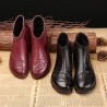 Handmade Stitching Leather Warm Fur Ankle Women Boots