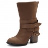 Big Size Women Comfy Suede Buckle Mid-Calf High Heel Boots