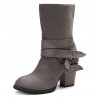 Big Size Women Comfy Suede Buckle Mid-Calf High Heel Boots