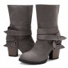 Big Size Women Comfy Suede Buckle Mid-Calf High Heel Boots