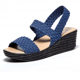 Elastic Wedge Heel Knitting Sandals