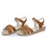 Hook Loop Leather Soft Sole Low Heel Sandals