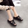 Handmade Stitching Leather Peep Toe Casual Sandals