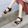 Suede Metal Buckle Opened Toe Flat Summer Sandals