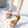 Suede Metal Buckle Opened Toe Flat Summer Sandals