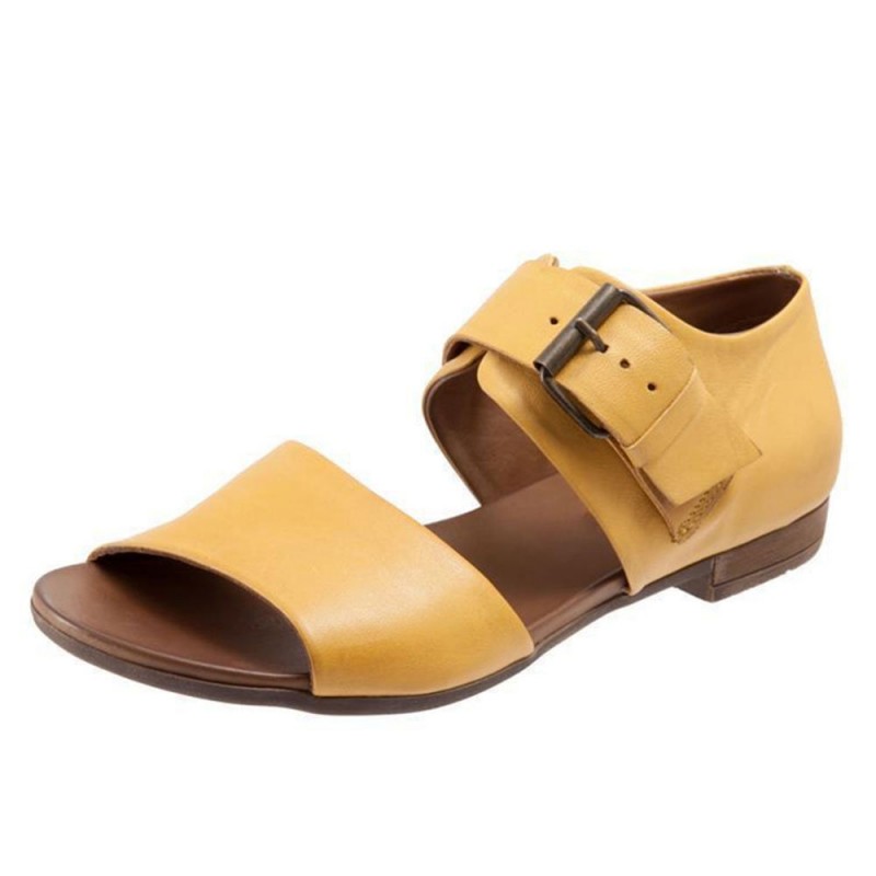 Big Size Female Casual Solid Color Buckle Flat Sandals