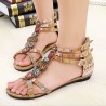 Bohemia Bead Crystal Hollow Out National Wind Retro Peep Toe Buckle Ankle Zipper Sandals