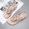 Flower Bohemia Clip Toe Elastic Flat Sandals For Women