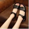 Leather Pattern Hook Loop Comfortable Flat Sandals