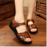 Leather Pattern Hook Loop Comfortable Flat Sandals