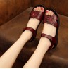 Leather Pattern Hook Loop Comfortable Flat Sandals