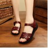 Leather Pattern Hook Loop Comfortable Flat Sandals