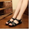 Leather Pattern Hook Loop Comfortable Flat Sandals