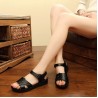 Leather Pattern Hook Loop Comfortable Flat Sandals