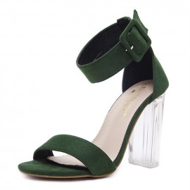 Buckle Transparent Chunky Block Heel Peep Toe Sandals