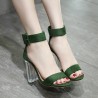 Buckle Transparent Chunky Block Heel Peep Toe Sandals