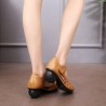 Leather Retro Pure Color Mid Heel Soft Pumps