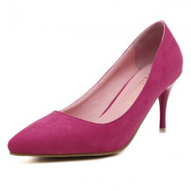 Suede Pure Color Candy Color European Style Slip On High Heel Stiletto Pumps