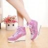 Womens Fashion Sequined Suede Platform Wedges Pumps Large Size Shoes