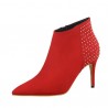 Suede Rivet Pointed Toe Ankle Boots High Heel Vintage Pumps