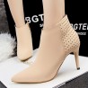 Suede Rivet Pointed Toe Ankle Boots High Heel Vintage Pumps