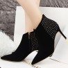 Suede Rivet Pointed Toe Ankle Boots High Heel Vintage Pumps