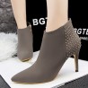 Suede Rivet Pointed Toe Ankle Boots High Heel Vintage Pumps