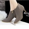 Suede Rivet Pointed Toe Ankle Boots High Heel Vintage Pumps