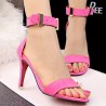 Suede Pure Color Buckle Peep Toe Office Lady High Heel Pumps