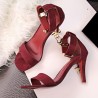 Suede Pure Color Buckle Peep Toe Office Lady High Heel Pumps