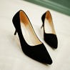 Pointed Toe Pure Color Slip On Kitten Heel Pumps