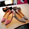 Pointed Toe Pure Color Slip On Kitten Heel Pumps