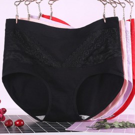 Plus Size High Waisted Cotton Lace Full Hip Panties