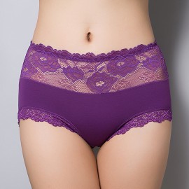 Cotton Lace-trim Hip Lifting Soft Mid Rise Panties