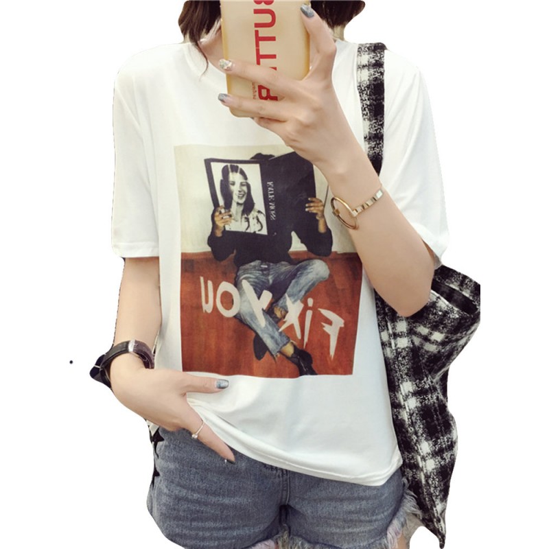 Casual Character Printed Short Sleeve T-shirt