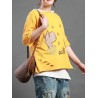 Cartoon Embroidery Print Short Sleeve Casual T-Shirt