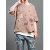 Cartoon Embroidery Print Short Sleeve Casual T-Shirt