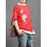 Cartoon Embroidery Print Short Sleeve Casual T-Shirt